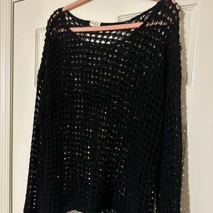 Pol Black Open Knit Sweater